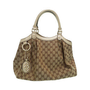 Gucci Sukey Tote Shoulder Bag GG monogram canvas leather Beige Brown